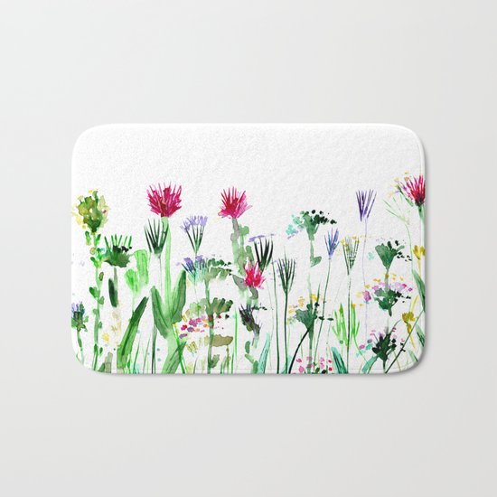 Summer || watercolor Bath Mat