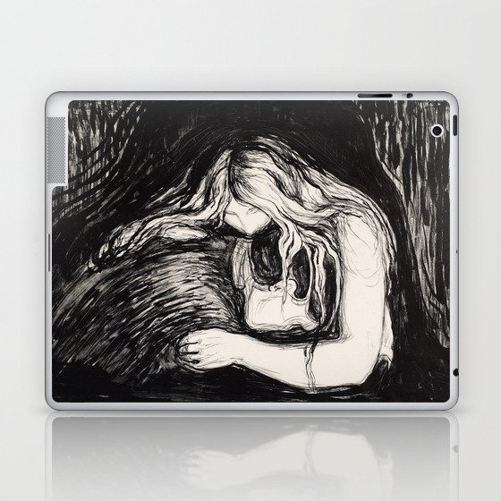 Love and Pain (Vampire I) Edvard Munch Black White Print Laptop & iPad Skin