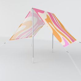 Modern Retro Liquid Swirl Abstract Pattern Vertical Pink and Orange Sun Shade