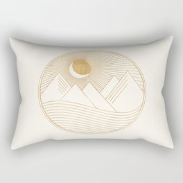 Golden Sunset Landscape with Mountains Rectangular Pillow