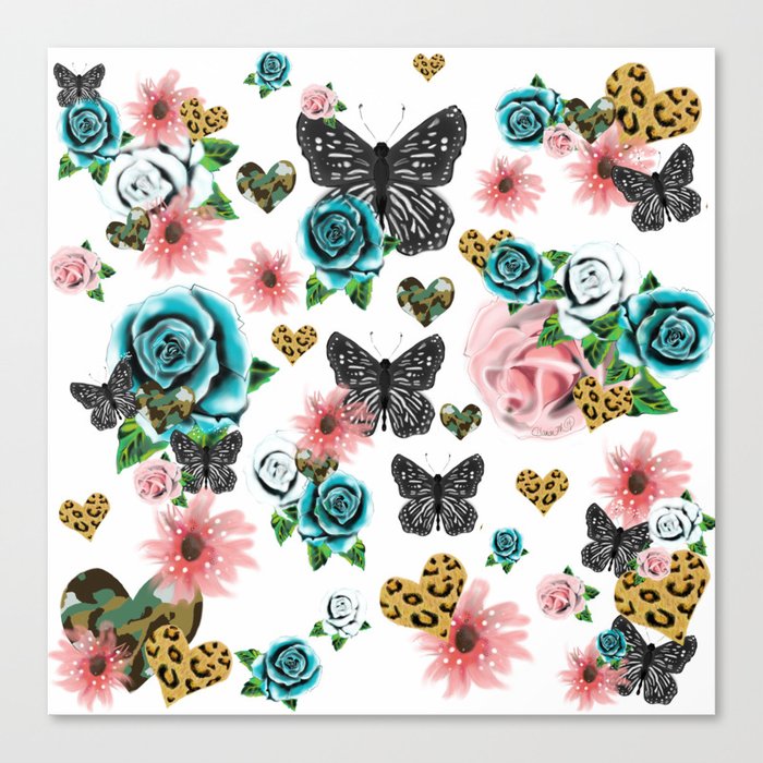 Black Floral Canvas Print