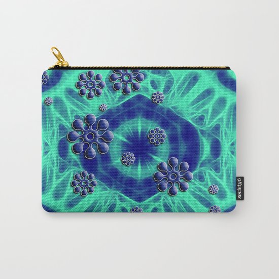 Popping flowers in trippy blue Carry-All Pouch