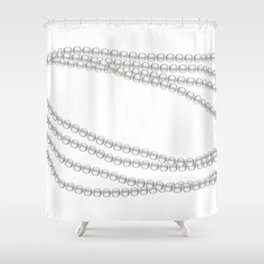 White Pearl Beaded Necklace Shower Curtain