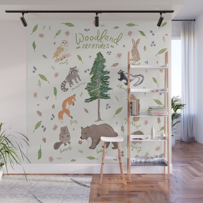 Woodland Creatures Chart Wall Mural