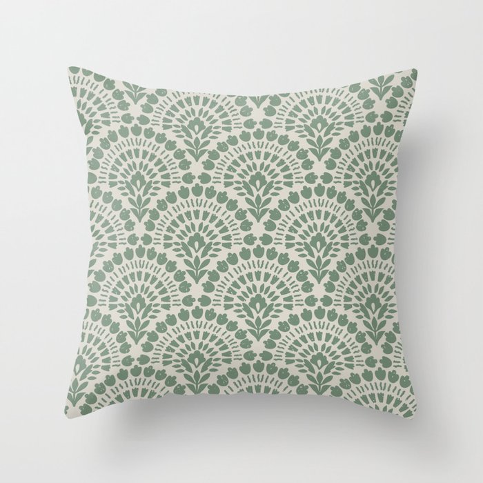 Art Deco Sage Green Boho Throw Pillow