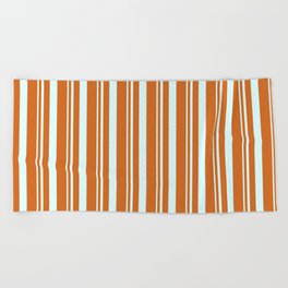 [ Thumbnail: Light Cyan & Chocolate Colored Striped Pattern Beach Towel ]