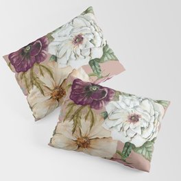 Colorful Wildflower Bouquet on Pink Pillow Sham