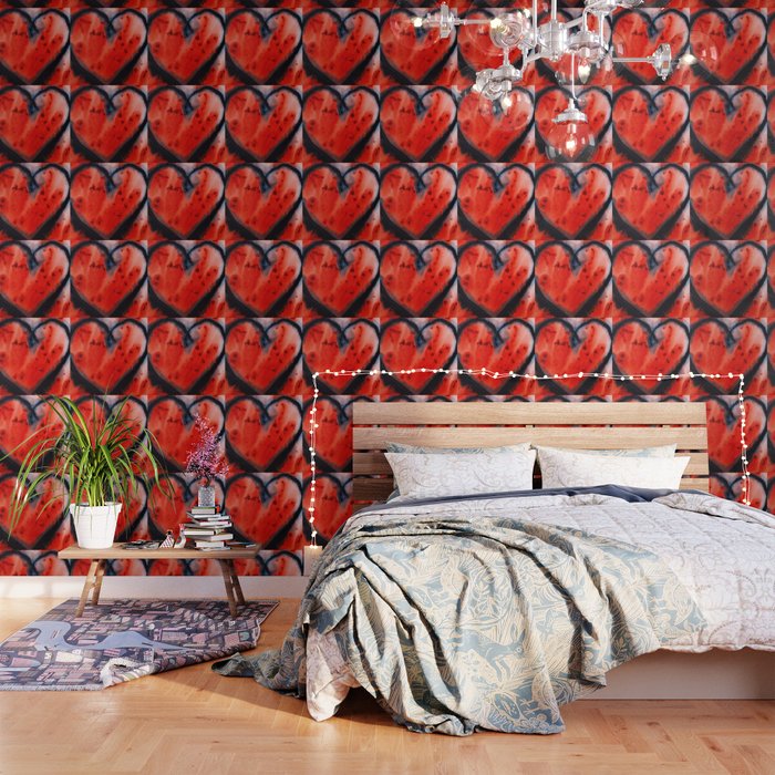 Beautiful Mess - Big Red Love Heart Art Wallpaper