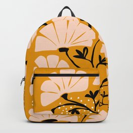 Ever blooming good vibes mustard yellow Backpack | Cottage, Outdoor, Klimt, Painting, Wildflowers, Art, Shapes, Flowers, Boho, Yellow 