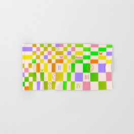 Relax and be happy - retro 80s 90s colourful gradient checkered pattern #2 greenish neon Hand & Bath Towel