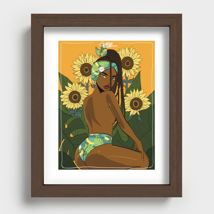 Sunflower Goddess Recessed Framed Print