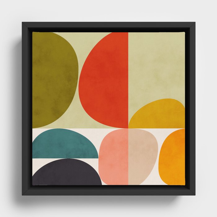 shapes of mid century geometry art Framed Canvas
