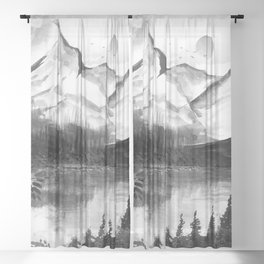 Black and white landscape 1 Sheer Curtain