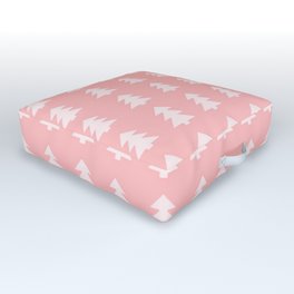 Soft pastel pink pixel Christmas tree  Outdoor Floor Cushion
