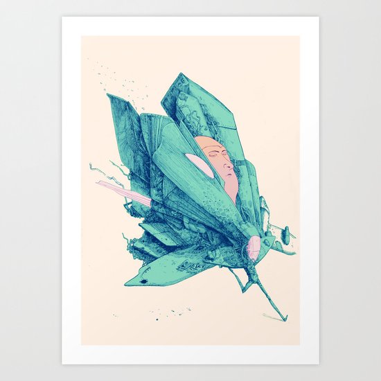 Butterfly spaceship Art Print