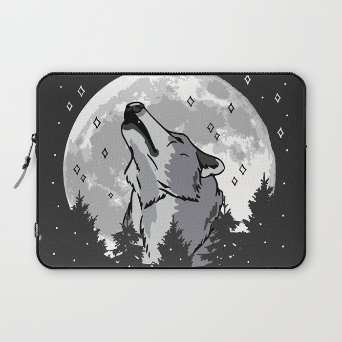 Howling wolf in full moon Laptop Sleeve
