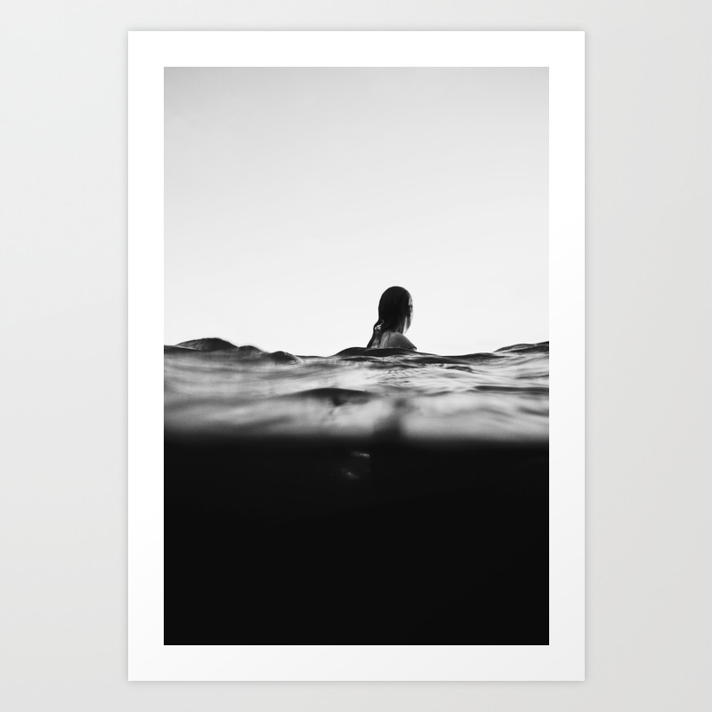 black and white ocean waves sea water woman art print by photoshop