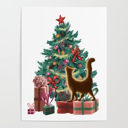 Naughty Orange Christmas Cat Poster