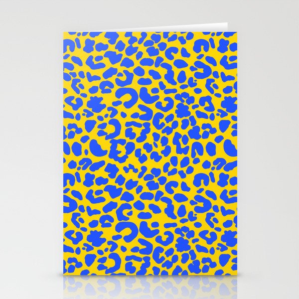 Yellow & Blue Leopard Print Stationery Cards