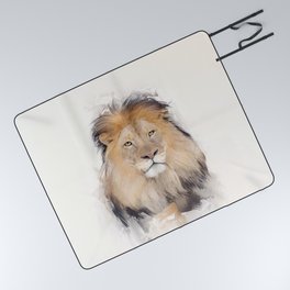 Lion Portrait Picnic Blanket