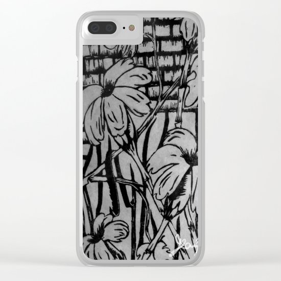 Black and White Palm Flowers by my Mom Clear iPhone Case
