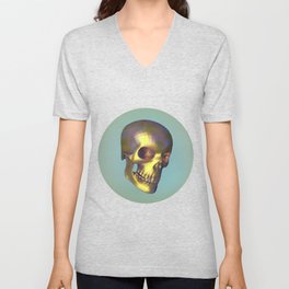 Diamond Gold Skull. V Neck T Shirt