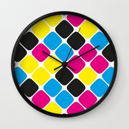 Diagonal Squircle Pattern (CMYK) Wall Clock
