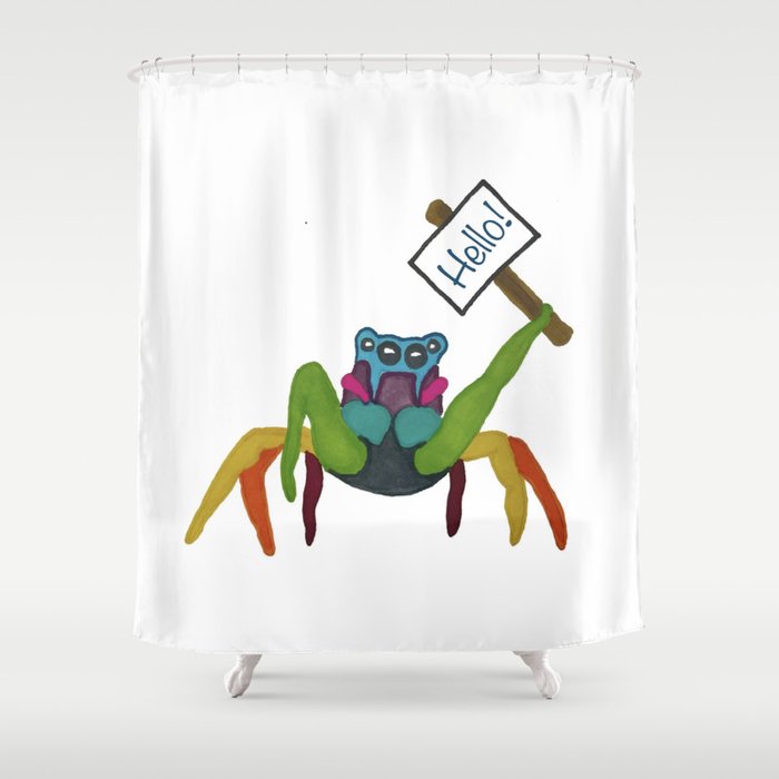 Hello Spider Shower Curtain