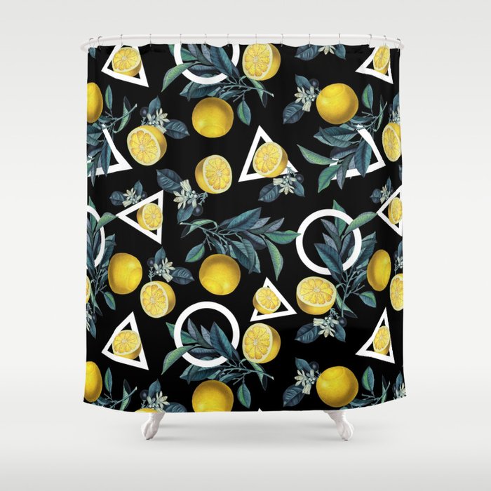 Geometric and Lemon pattern II Shower Curtain