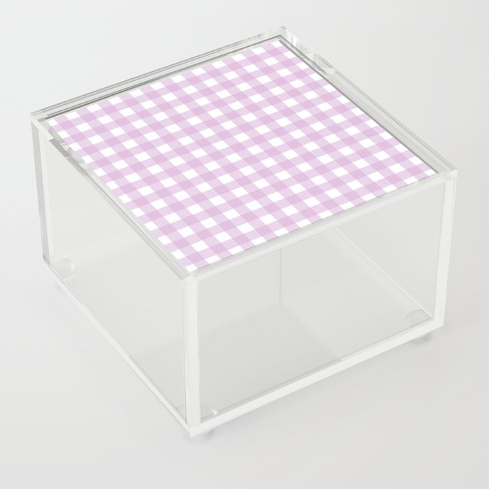 Pink Pastel Farmhouse Style Gingham Check Acrylic Box