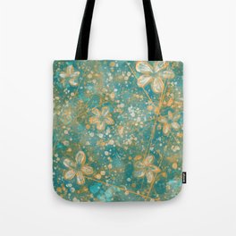 Mint and Dreamsicle Flowers Tote Bag