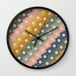 Hexagon Flowers Wall Clock