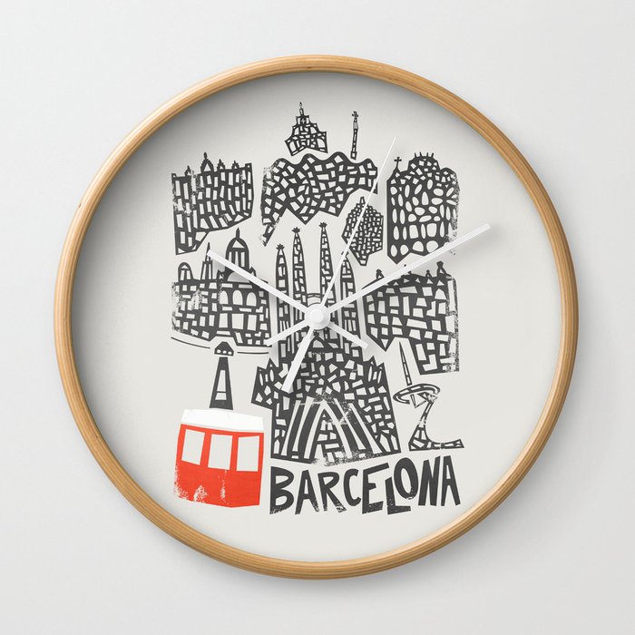 Barcelona Cityscape Wall Clock