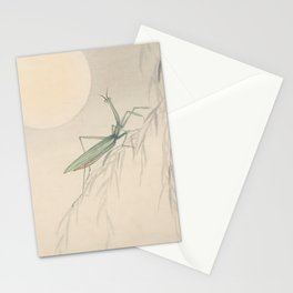 Praying Mantis and Full Moon by Ohara Koson Stationery Card