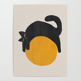 Cat with ball Poster