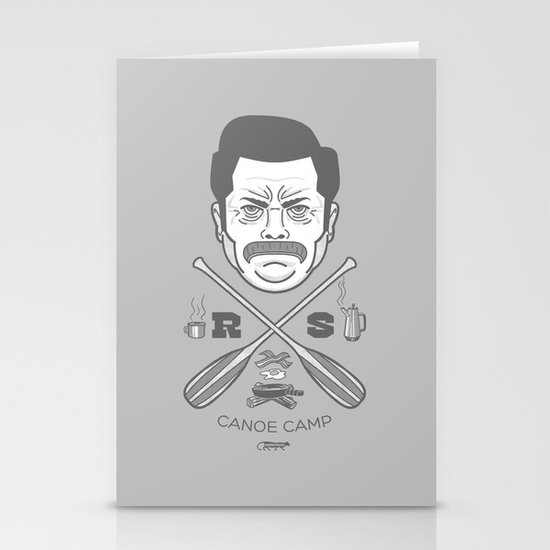 Ron Swanson Canoe Camp (clean gray variant) Stationery Cards
