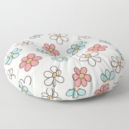 Happy Daisy Pattern, Cute and Fun Smiling Colorful Daisies Floor Pillow