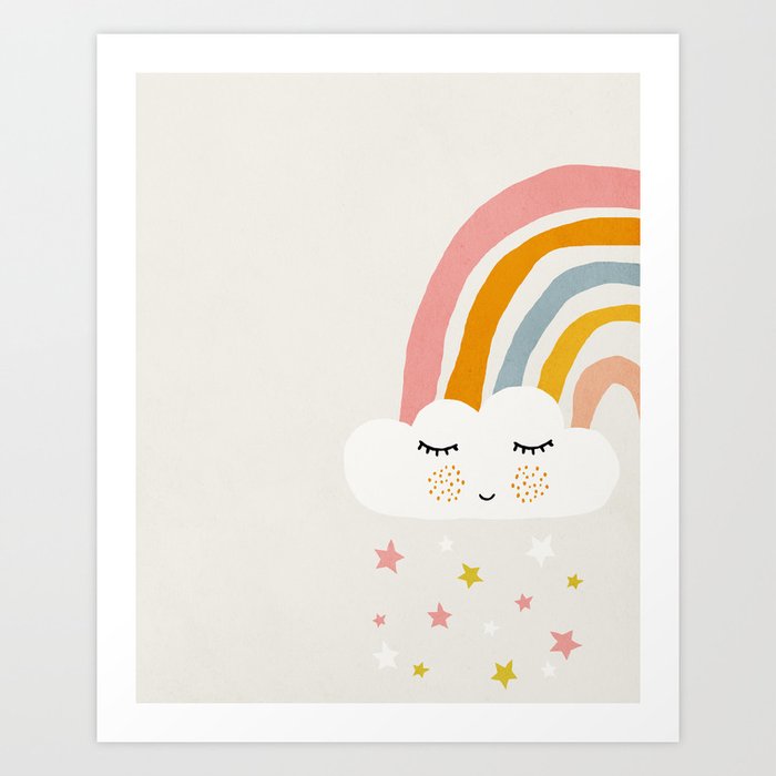 Rainbow Abstract Mid Century Modern Kids Wall Art Nursery Room