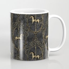 BLACK AND GOLD CIRCUS LOVELY ANTIQUE PATTERN VINTAGE  TEXTURES ORNATE CIRCUS TENTS MOONS STARS SUNS CAROUSEL  ANIMALS LIONS CIRCUS CLOWN Coffee Mug