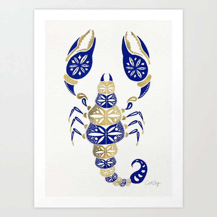 Scorpion – Navy & Gold Art Print