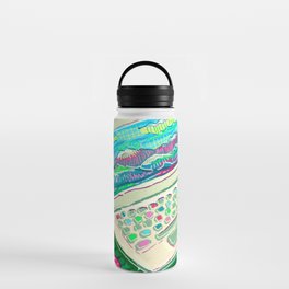 Colorful illustration with laptop and a cup of tea Water Bottle
