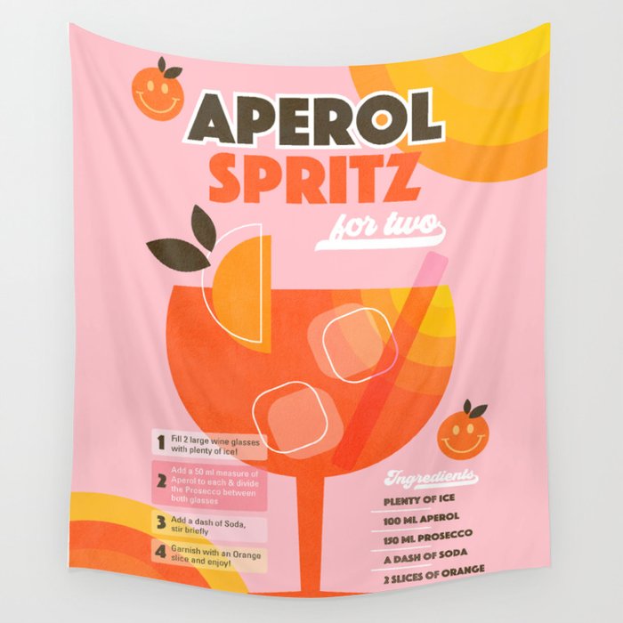 Retro Cocktail Nº1 Aperol Spritz Wall Tapestry