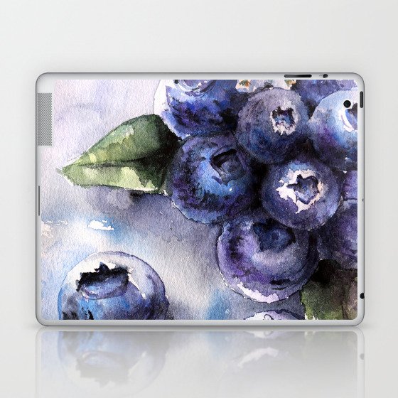 Watercolor Blueberries - Food Art Laptop & iPad Skin