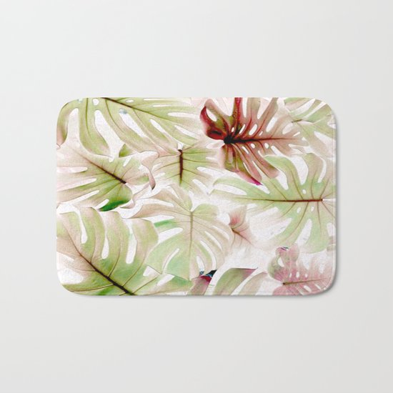 Monstera Pastel Bath Mat
