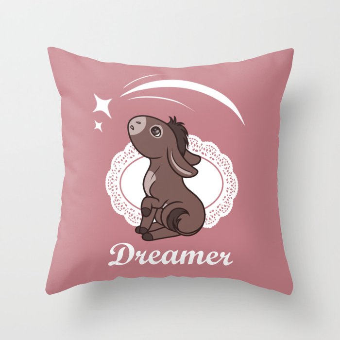 Dreamer Donkey Throw Pillow