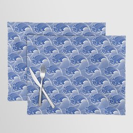 Vintage Japanese Waves, Cobalt Blue and White Placemat
