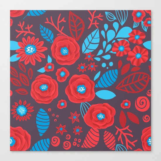 Doodle floral pattern Canvas Print