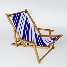 [ Thumbnail: Dark Blue and Lavender Colored Lines Pattern Sling Chair ]
