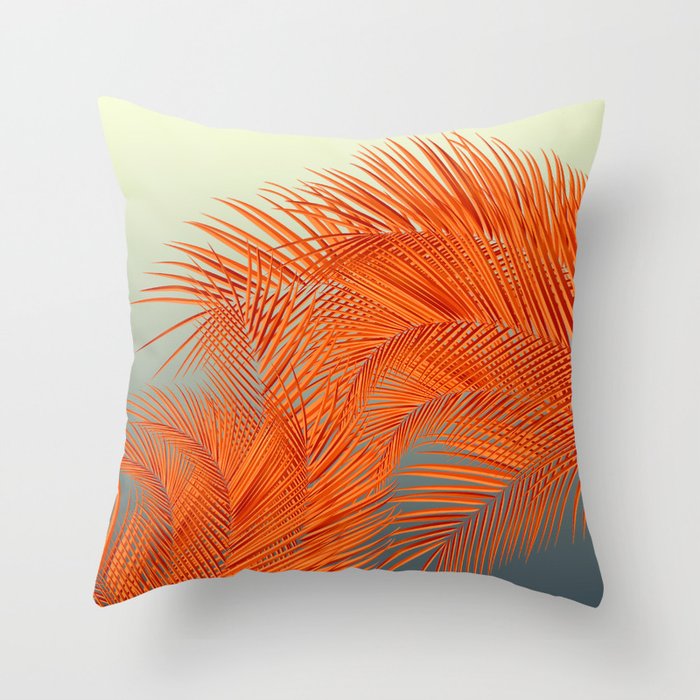 Palm Leaves, Orange Throw Pillow