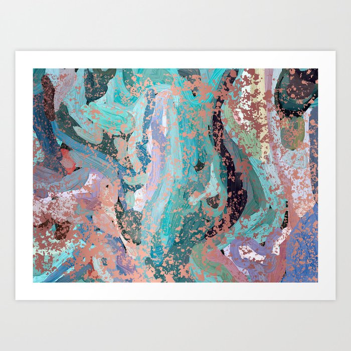 Abstract Digital Painting With Rose Gold Patina Design With By